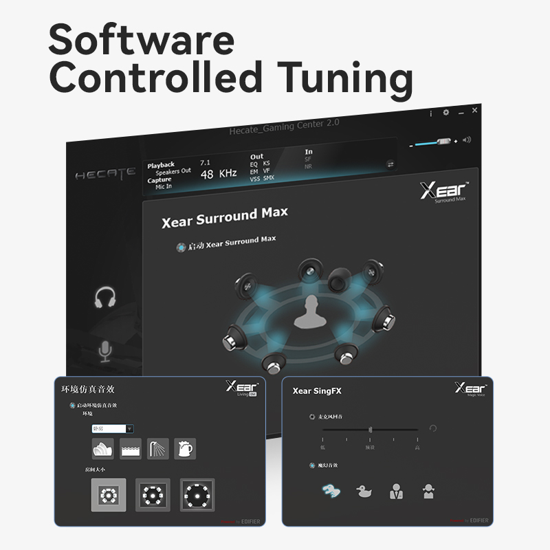 HECATE GS02 7.1 Virtual Surround Sound Cards Multi-compatible Device/RGB Light/Magic Voice/ENC Noise Reducation/Ambient Sound Monitoring Gaming Soundcard for Desktop/Notebook/PS4