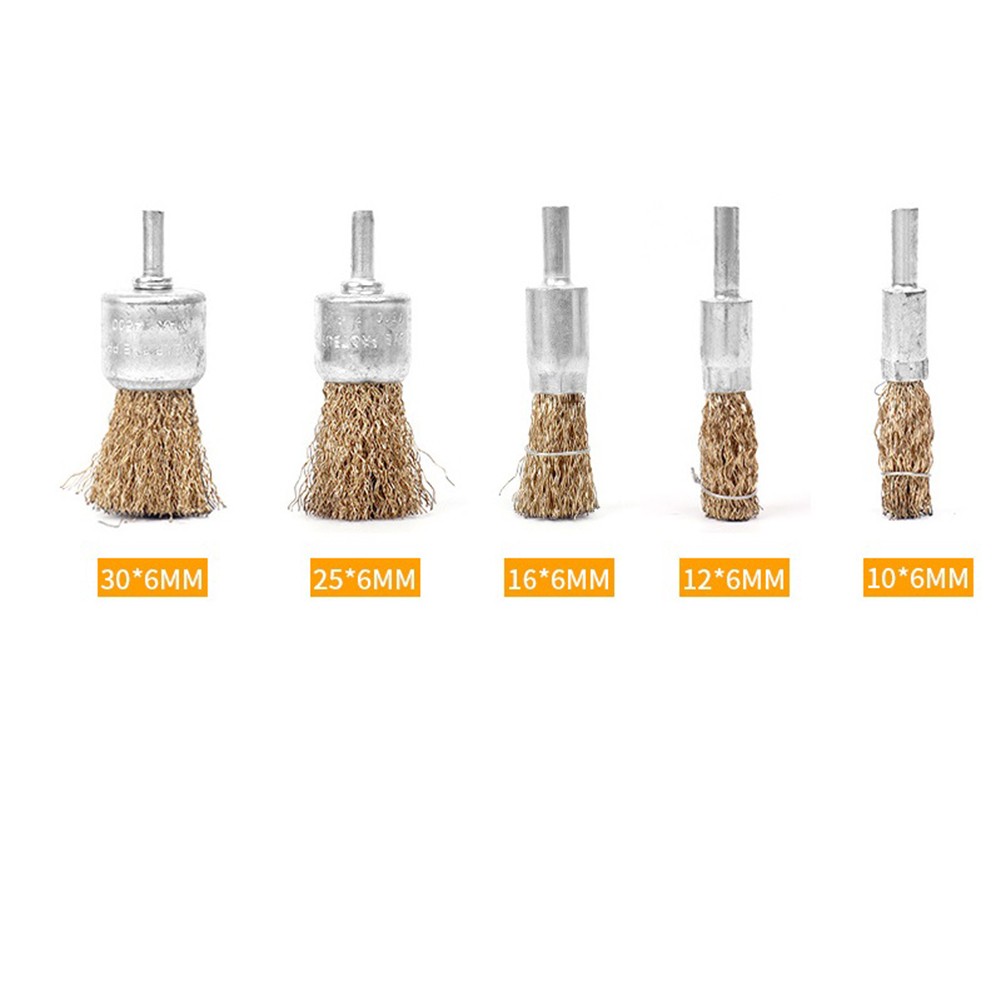 Toolstar Efficient 6mm Shank Stainless Steel Wire Brushes Set of 5 for DIY Projects