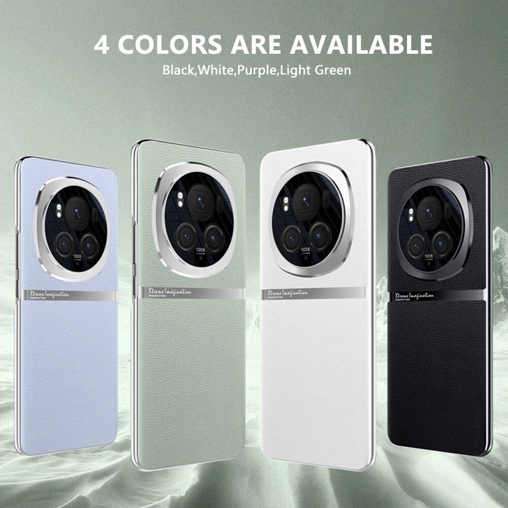 Da nguyên bản trường hợp đối với Honor ma thuật 6 Pro vỏ lưng chống sốc mạ Bumper cho Huawei magic6 Pro Ốp điện thoại di động PC cứng