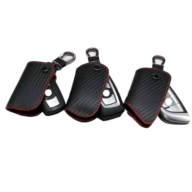 [Ous] Bao chìa khóa xe hơi bằng da cho BMW 525 325 320 E60 E70 E71 E82 E90 E92 e87 Z4 X1 X5 X6 Kiểu sợi Carbon mới 7 Series Kệ giữ đồ bọc chìa khóa Contro điều khiển từ xa