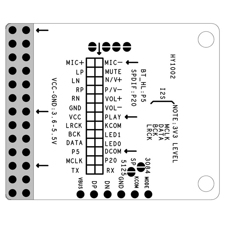 QCC5125 Bluetooth 5.1 Stereo Audio Module 3.6-5.5V DC LDAC Lossless I2S Output APTX/APTXLL APTXHD.
