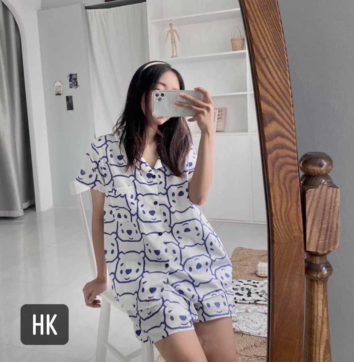 Bộ đồ ngủ nữ cộc tay, bộ pijama lụa xinh xắn