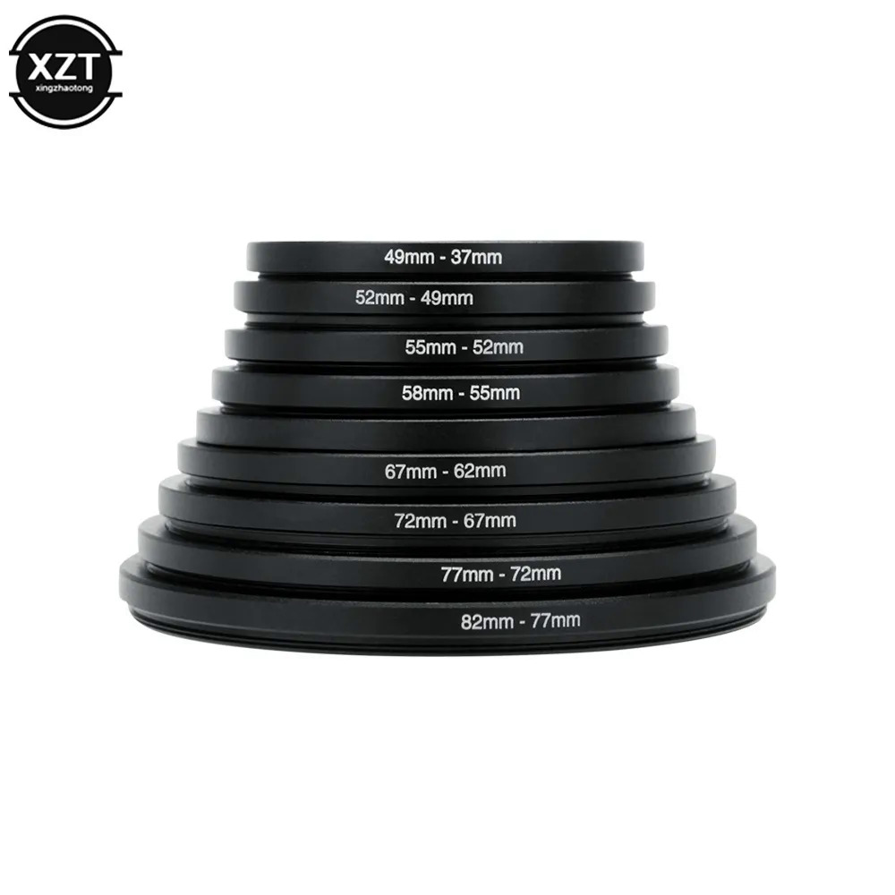 9 pcsset 37-82mm step up filter ring adapter set 37 49 52 55 58 62 67 72 77 82mm kit