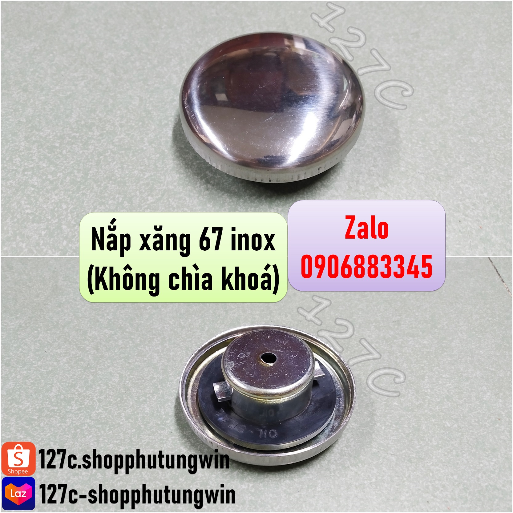 [HCM] Nắp xăng 67 inox (Không chìa khoá)