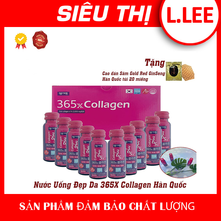 Nước Uống Đẹp Da 365X Collagen Hàn Quốc tặng 20 miếng cao dán sâm Gold Red Ginseng Hàn Quốc thumbnail