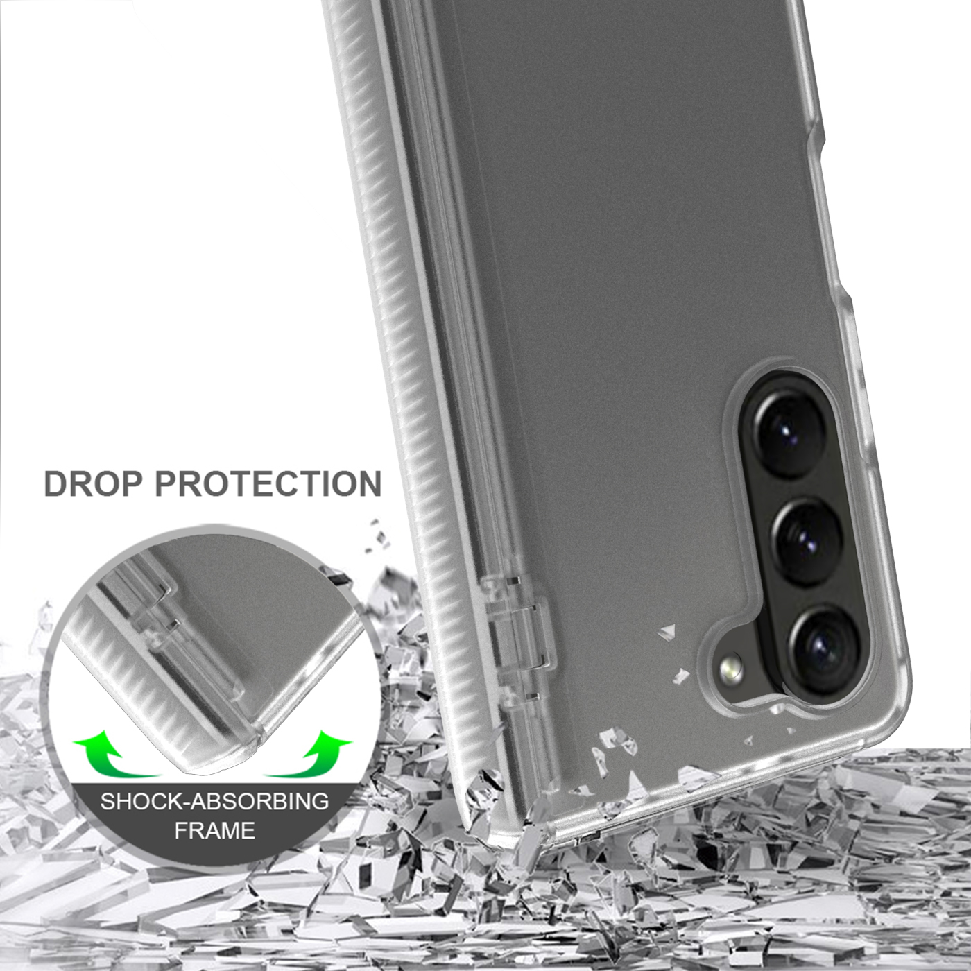 Acrylic TPU + PC Rõ Ràng Bản Lề Kết Nối Trường Hợp Đối Với Samsung Galaxy Z Fold5 Trường Hợp Chống Sốc Drop-Proof Chống-Vân Tay Điện thoại mờ Trường Hợp