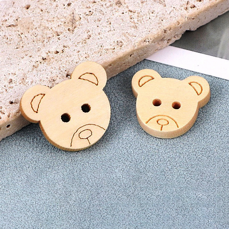 (5 cái) Nút gỗ hình mặt gấu Mini xinh xắn size 1.5cm