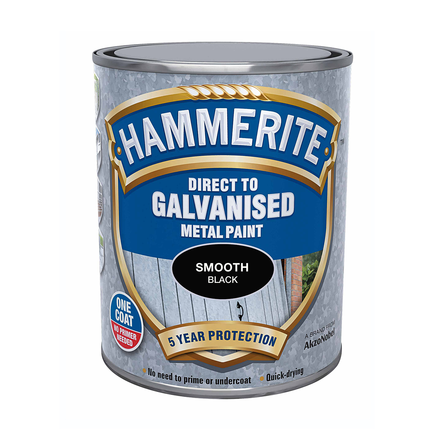 Hammerite Direct to Galvanised Black Metal Paint Smooth Finish