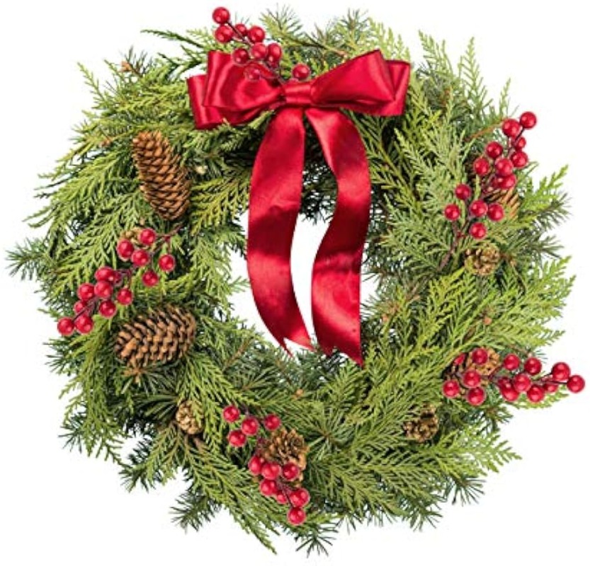 1/10 Pieces Artificial Pine Branches Christmas Holly Berries Artificial Red Berry Stems for Christmas Wreath Decorations Xmas Tree Decoration