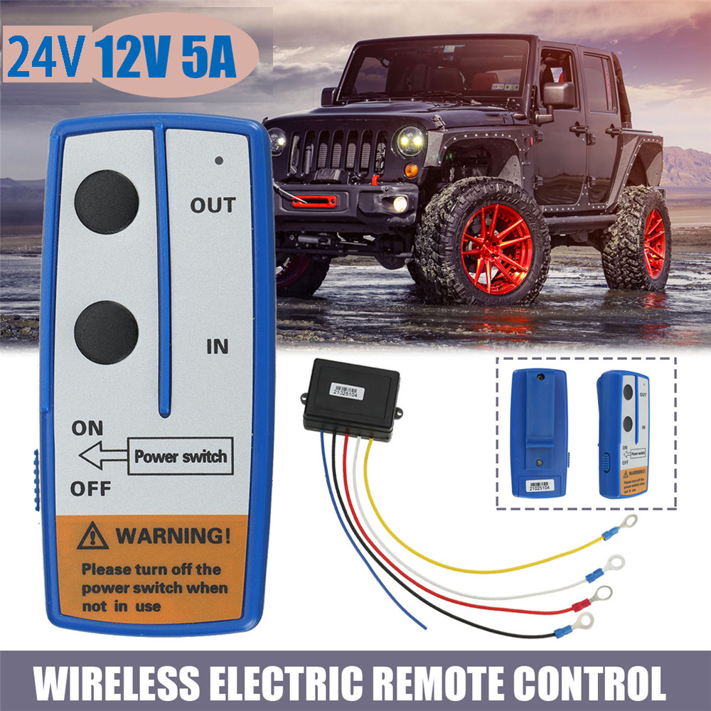 1 Bộ phục hồi tời cẩu 50 Feet15M 12V 24V không dây tời kép điều khiển từ xa thiết bị cầm tay chuyển đổi điều khiển cho xe cho jeep SUV