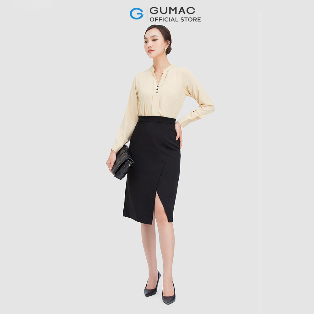 [CHỈ 4-6.4 | TẶNG ÁO THUN ĐƠN 799K] Áo sơ mi nữ GUMAC AC05005 phối 3 nút