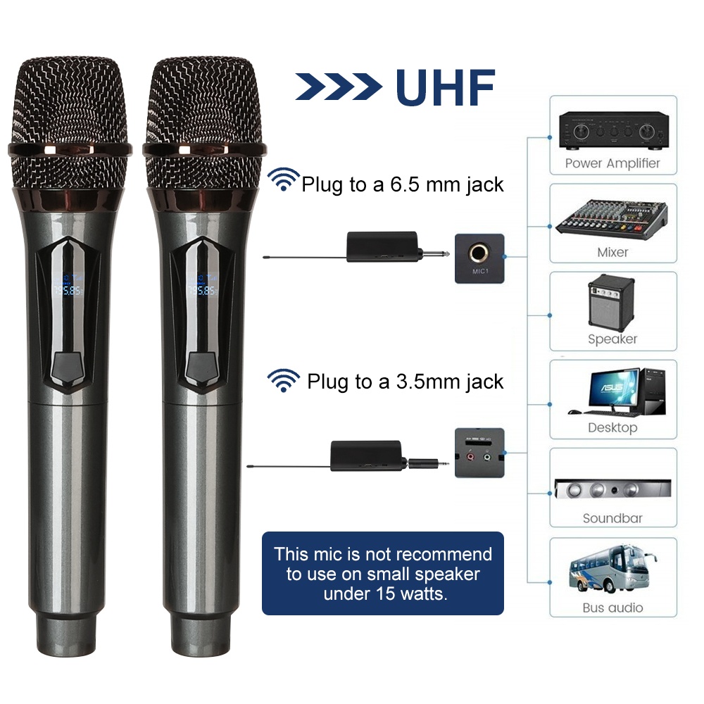 Mic-rô không dây kép cầm tay năng động Micro Karaoke với Receiver có thể sạc lại cho tiệc cưới