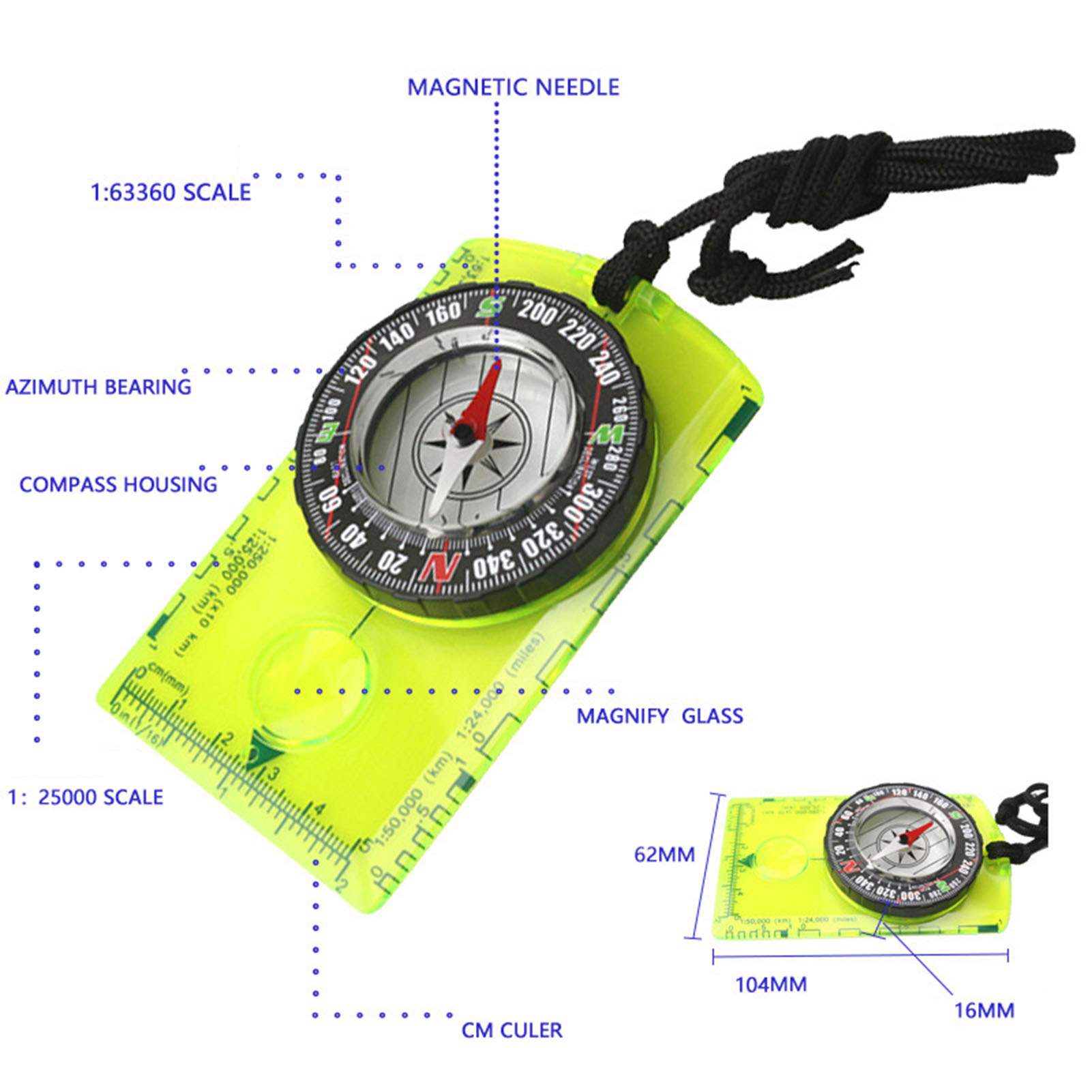 La Bàn Định Hướng không thấm nước la bàn không thấm nước xách tay orienteering Bộ com-pa cho chính xác Navigation 2 cái Kích thước nhỏ gọn độ nhạy cao dễ dàng để đọc cho các hoạt động ngoài trời