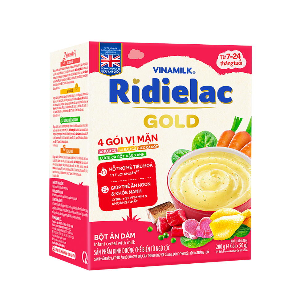 Bột ăn dặm ridielac gold 4 vị mặn - hộp giấy 200g