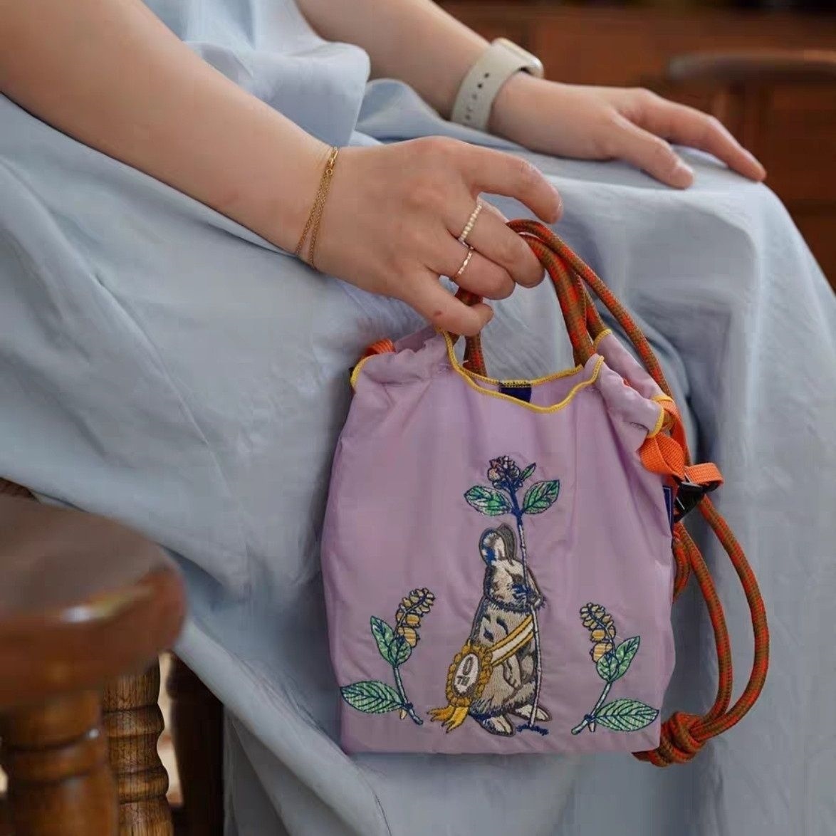The Ball Chain Embroidery Mini With A Shoulder Strap Can Be Inclined Shoulder Bag Portable Mini Nylon Female Bag Bag