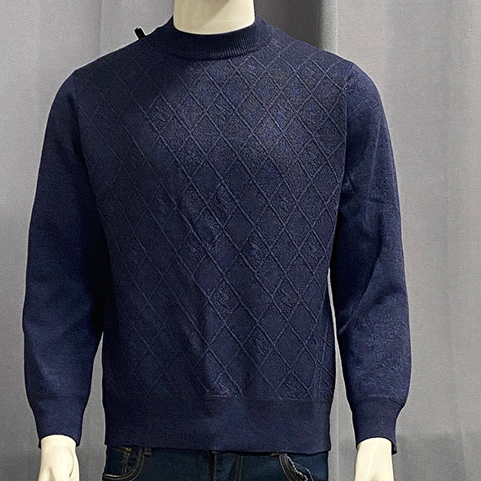 Maglione tinta unita Maglione a maniche lunghe Maglione invernale da uomo Caldo girocollo Pullover per il freddo Alla moda e accogliente39_voghion.com