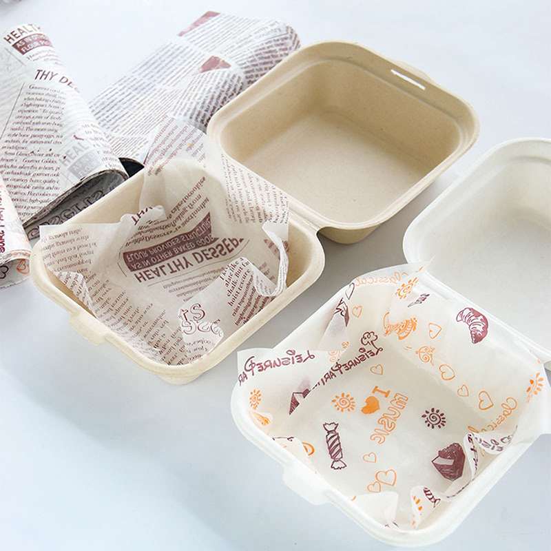 50 Sheets Bento Cake Box Pad Paper Burger Cake Oil Proof Paper Plate Paper. 
