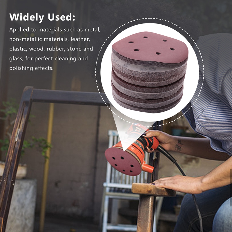150mm Sanding Disc, 6 Inch Hook and Loop Sanding Pads, 100 Pcs Sandpaper Set Assorted Grits for Random Orbital Sander