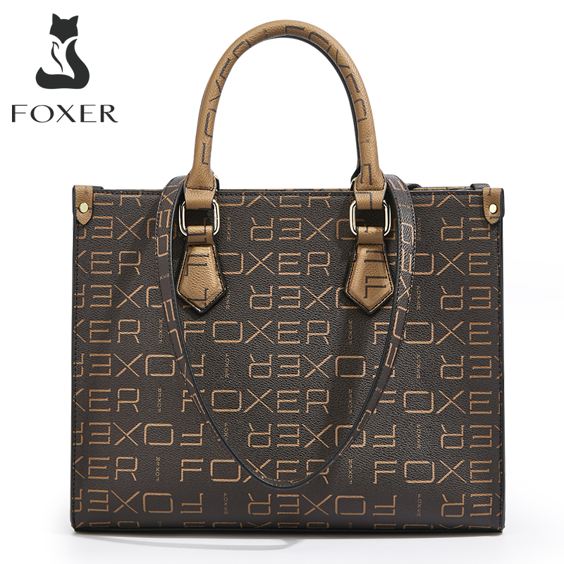 FOXER แบรนด์ใหม่ย้อนยุคพีวีซีจดหมายพิมพ์ผู้หญิงกระเป๋าถือสุภาพสตรี ...