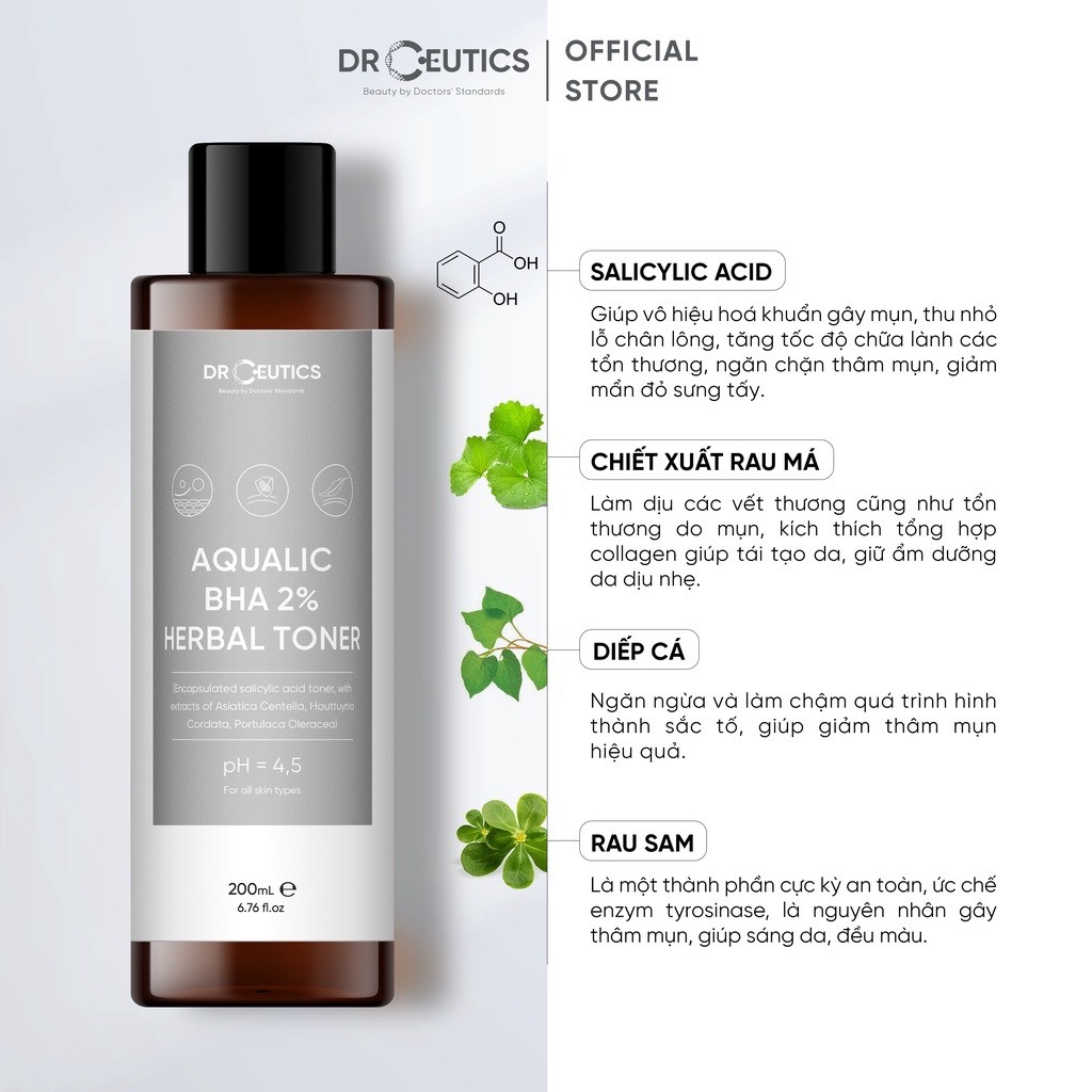 Dung Dịch Làm Sạch Và Cân Bằng Da DrCeutics BHA 2% - 200ml