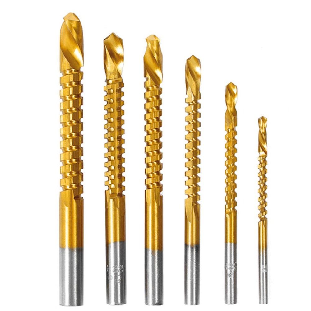 Weegubeng 6 cái mũi khoan titan hss 3-8mm dụng cụ khoan cưa thợ mộc cắt bộ mũi khoan xoắn hss rãnh thợ mộc cắt bảng nhựa