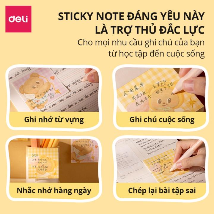 Giấy Note BUTTER BEAR Deli 249 Trang Giấy Ghi Chú Giấy Nhớ Họa Tiết Dễ Thương Tiện Lợi Cho Học Sinh Ghi Chép - Hình ảnh 8