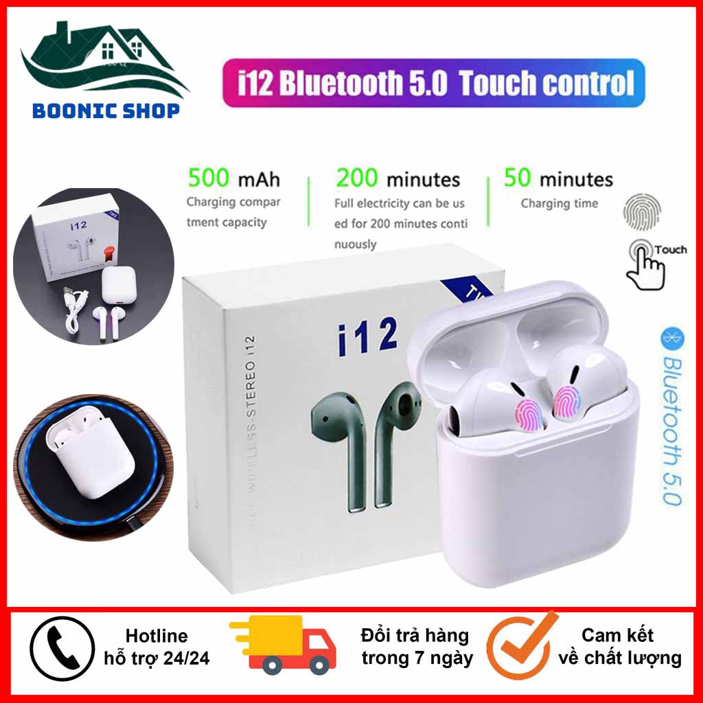 🎁bluetooth i12🎁 tai nghe bluetooth 5.0 i12 - tai nghe bluetooth không dây i12 có micro - âm thanh sống động