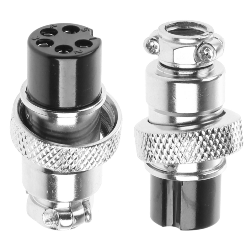 【New arrival 】 GX16 Aviation Plug Socket 5 Pin 16mm Female Wire Panel Circular Connector Copper Alloy Inline Cable Jointer