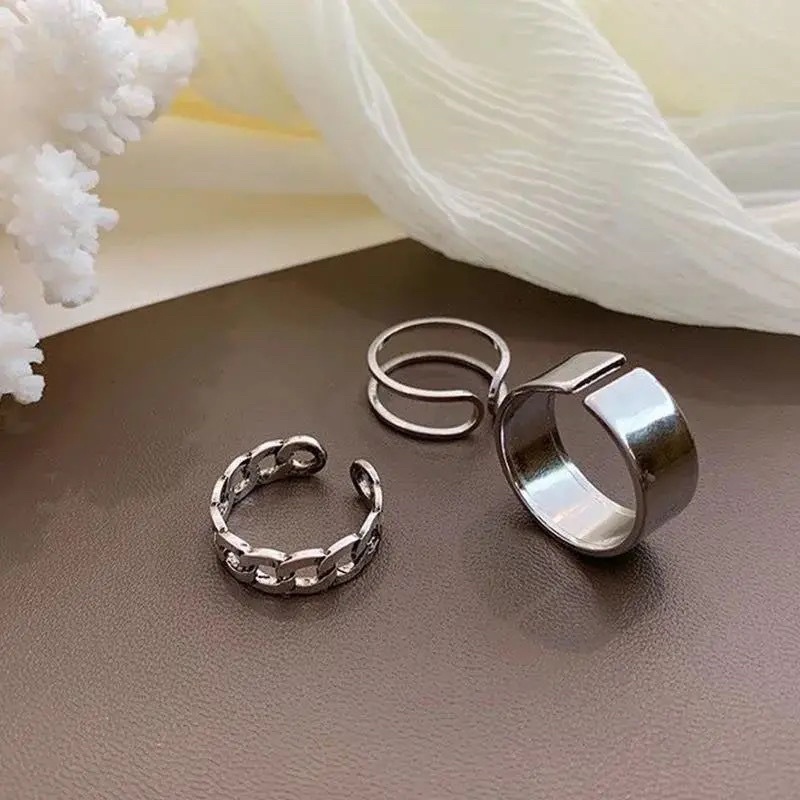 Set nhẫn 3 chiếc phong cách unisex , combo 3 nhẫn hàn quốc
