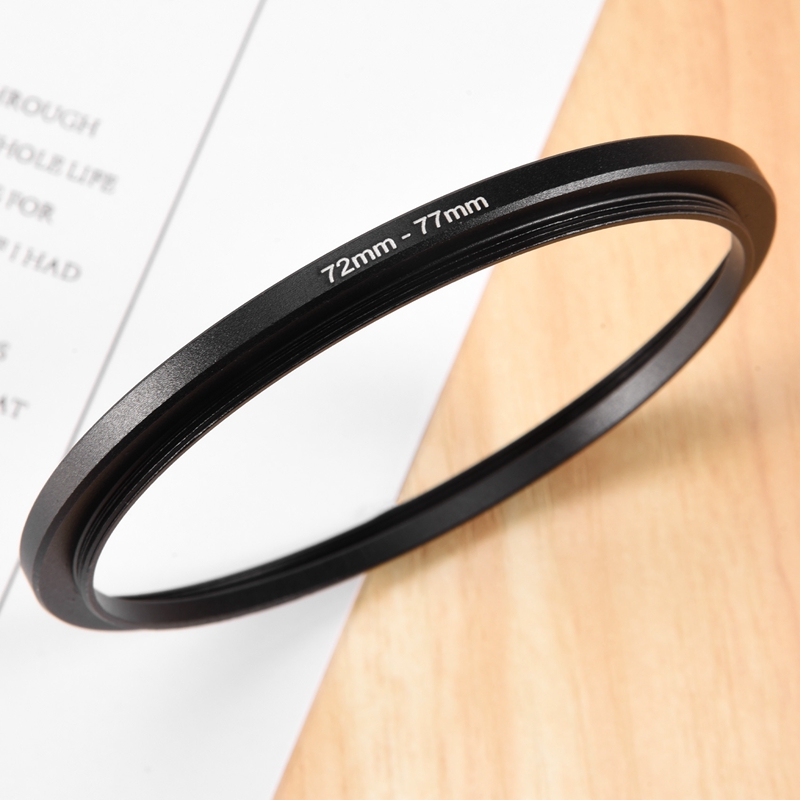 72mm-77mm Camera Lens Step Up Filter Black Metal Adapter Ring