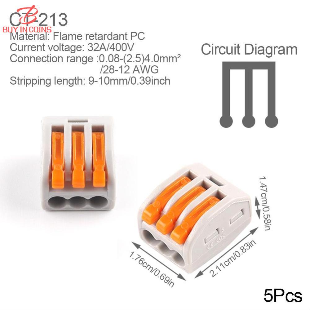 Bc 5 cái nhỏ gọn phổ thông đầu nối dây điện splitter nhanh chóng cáp điện mối nối khối thiết bị đầu cuối đầu nối dây nhỏ