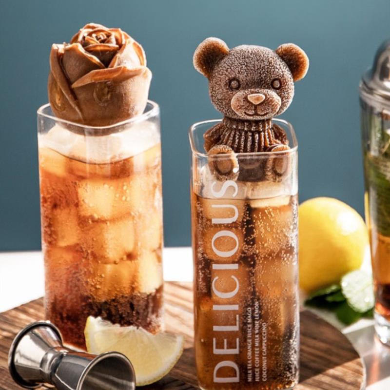 [Fortitudes] Silicone Ice Mold Ice Cube Maker Chocolate Mold Cream Tool Bear Flower Shape