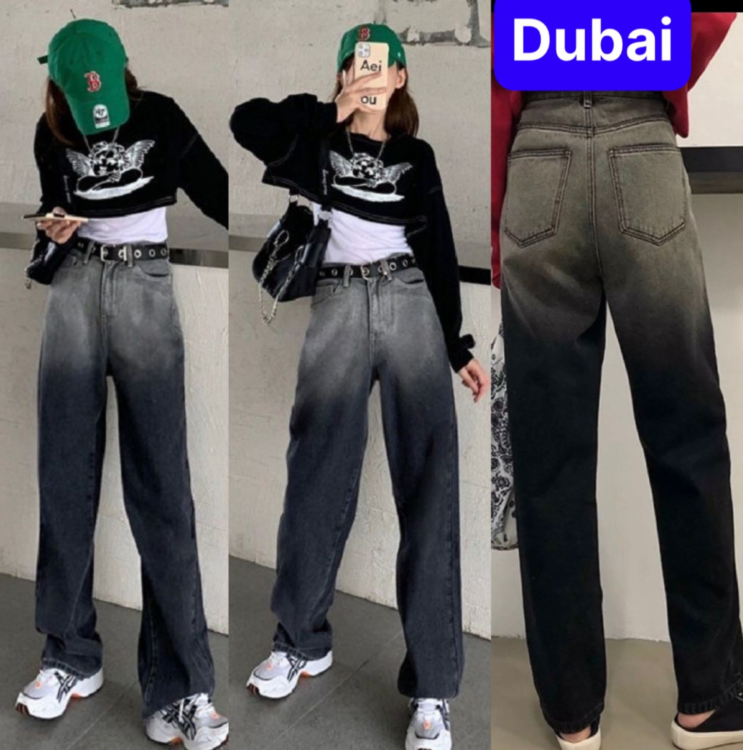 QUẦN BAGGY JEAN NỮ CHẤT BÒ ĐEN XANH XÁM LOANG 2 MÀU ỐNG RỘNG XUÔNG DÀI KHÓA TRƯỚC LƯNG CAO NÂNG MÔNG NEW VIP 1HITSHOP HOT NHẤT 2022 CAO CẤP - DUBAI FASHION