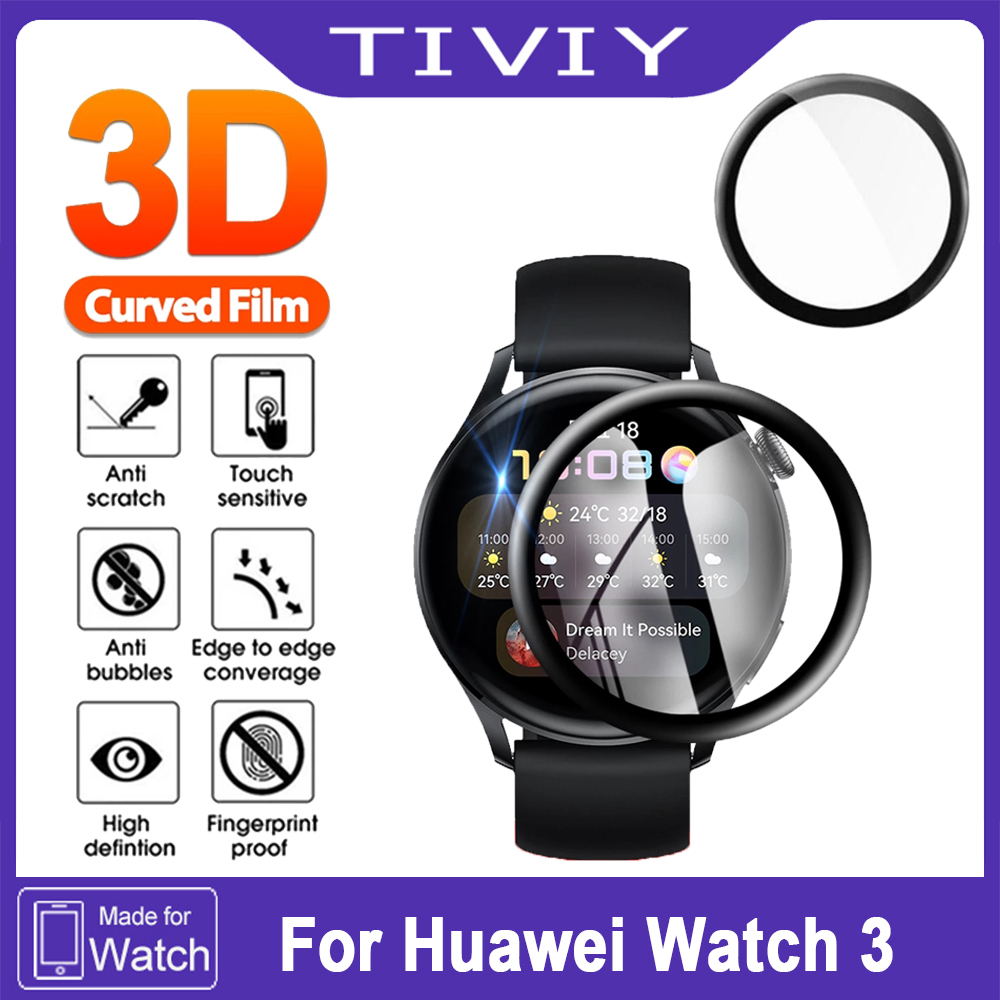 TIVIY Tấm phủ phim bảo vệ bằng sợi mềm cho đồng hồ thông minh Huawei Watch 3 Bảo vệ toàn màn hình cho huawei watch3 phim Phim cạnh cong 3D thumbnail