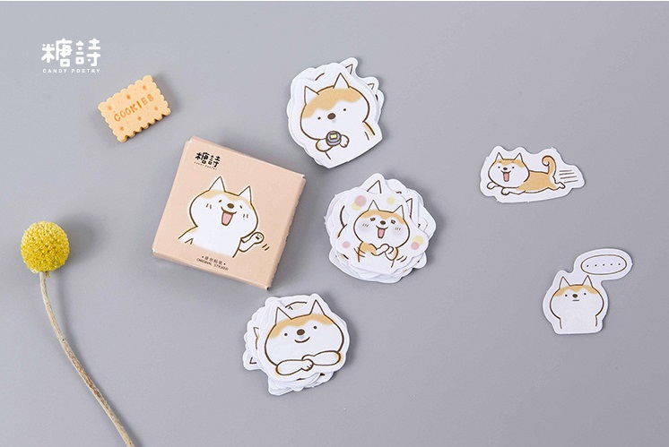 Hộp 45 stickers hình chó con