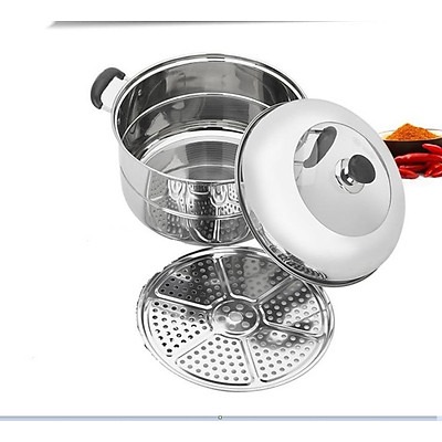 [INOX CAO CẤP DÀY DẶN] Nồi inox có khay hấp tiện lợi và vỉ hấp xòe. Nồi chuyên hấp cách thủy như bánh bao, xôi... cho mọi nhà