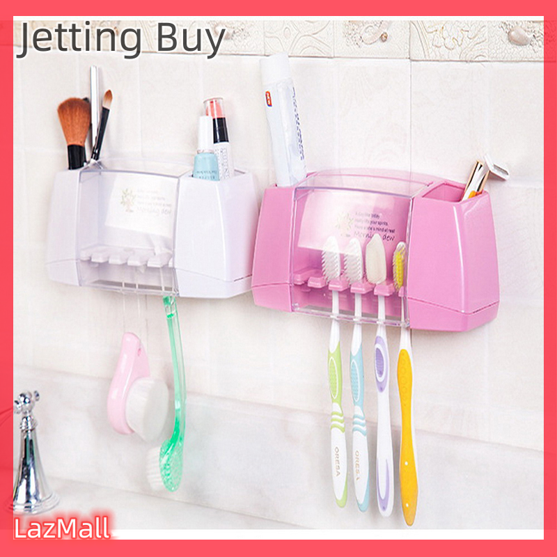 [Jettingbuy] Hộp bàn chải đánh răng chủ lưu trữ đa chức năng giảm giá chớp nhoáng móc hút phụ kiện phòng tắm