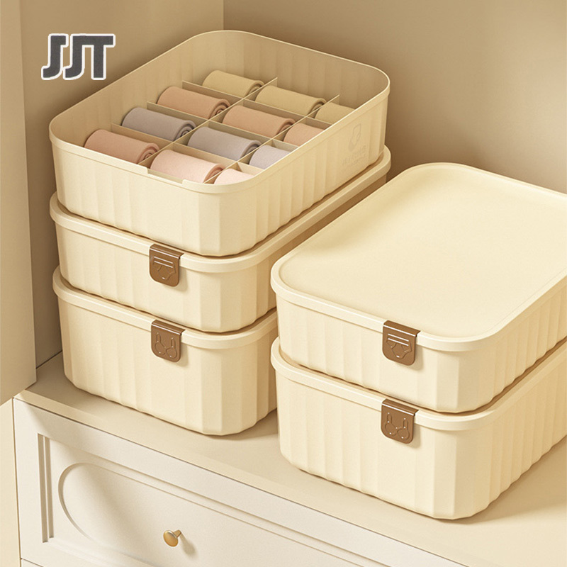 Storage box Plastic storage box Bedroom wardrobe storage box Storage box with cover Compartment storage box Underwear storage box Multifunctional finishing box
