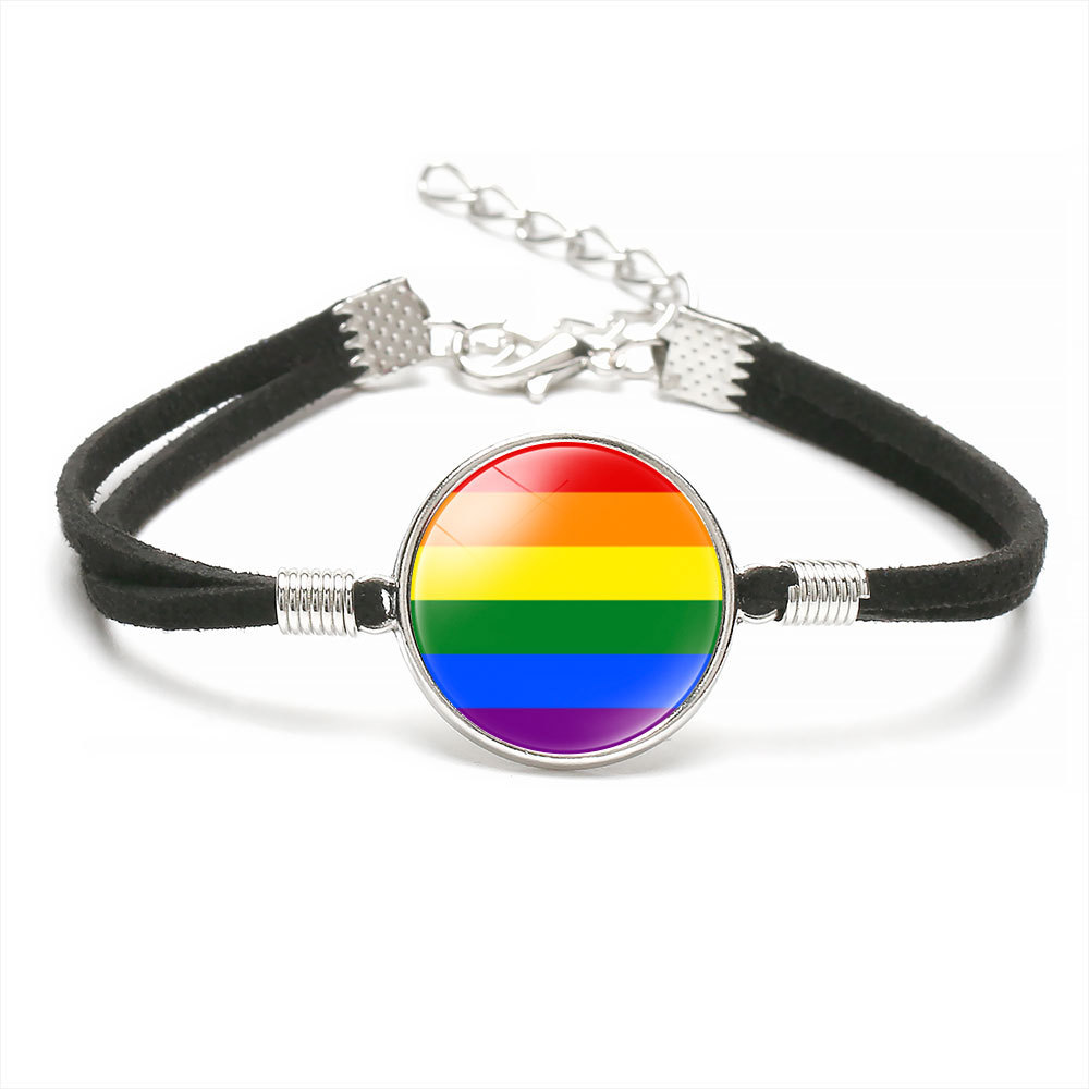 【Trendy Flag Woven Hand Rope Couple Jewelry Bracelet Men's Handmade Time Rainbow Friendship Women's