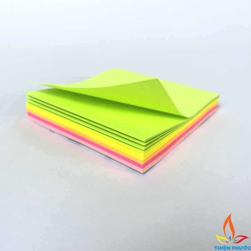 Giấy note ghi chú cute 5 màu dạ quang Uni-T khổ 3x3 - Giấy note phân trang SUKADO