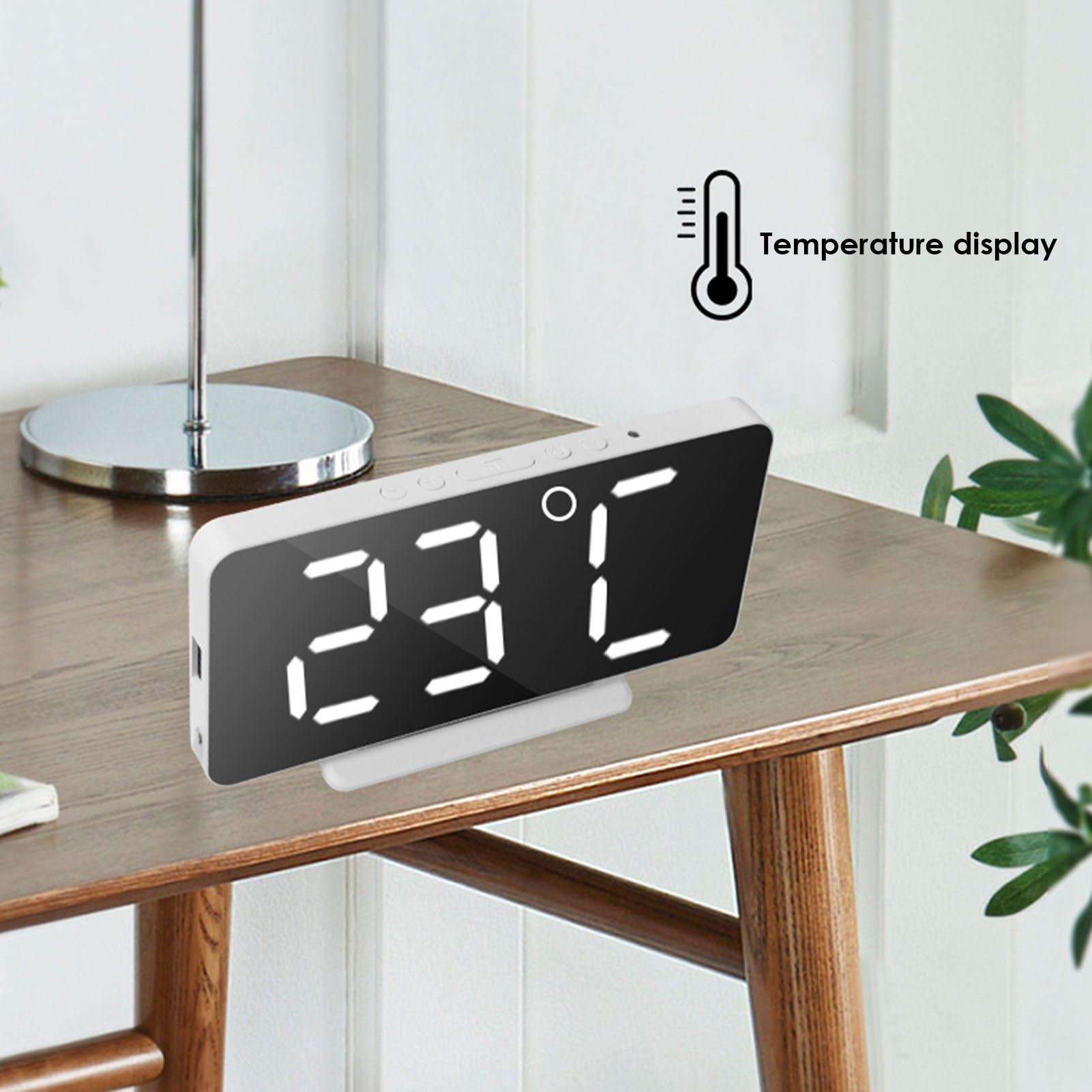 Table Clock With Led 【Bunyad Traders】Ultra-Thin Clock Desk Digital Alarm Table Watch Usb ...