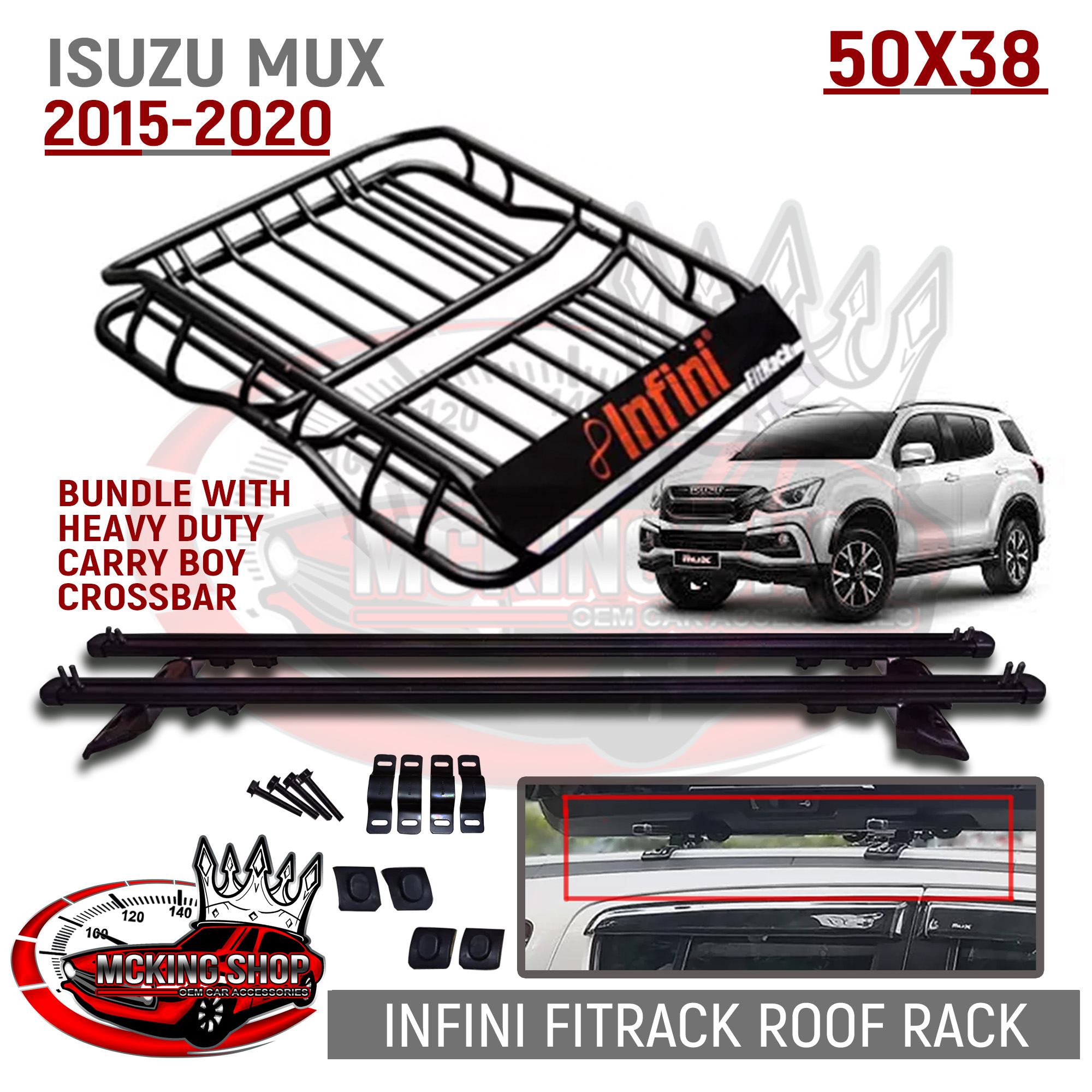 Isuzu Mux/ Mux 20152020 INFINI FITRACK 50x38 Steel Roof Rack