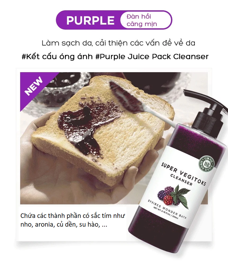 Sữa Rửa Mặt Rau Củ 3 in 1 Tẩy Trang - Rửa Mặt - Thải Độc Tố Wonder Bath Super Vegitoks Cleanser 300ml [3 Phân Loại]