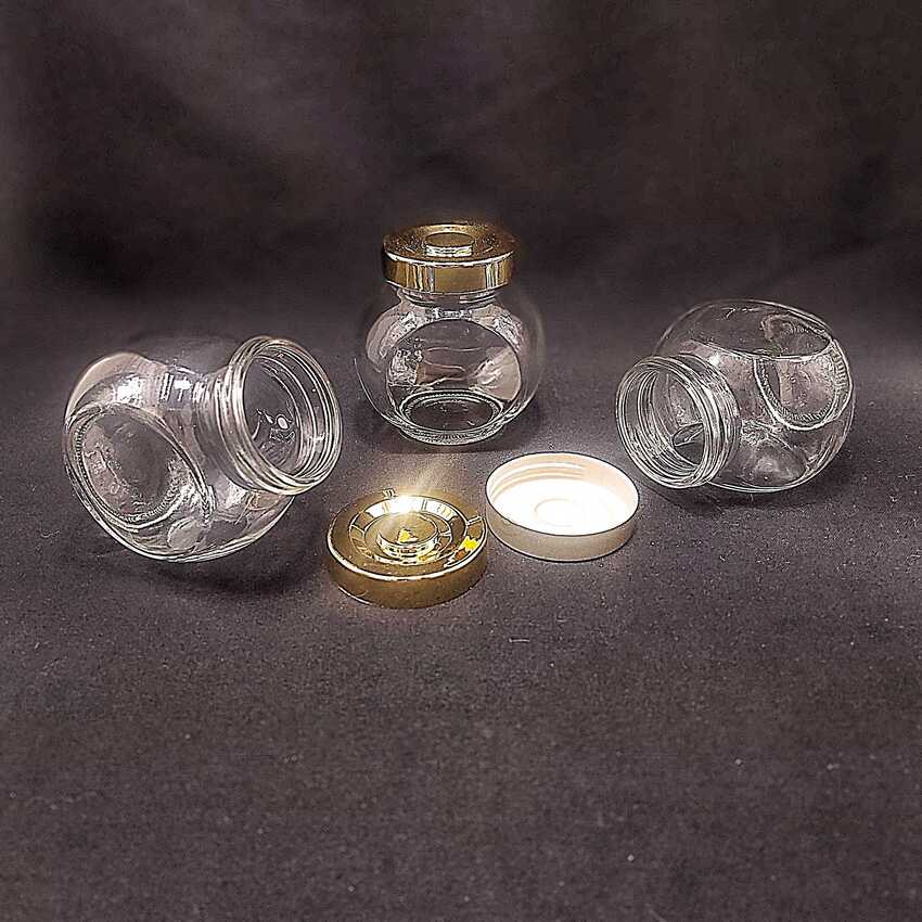 Double bottomed - Glass pot 180ml – Flat Ground shape – Lean design - combo 3 pots