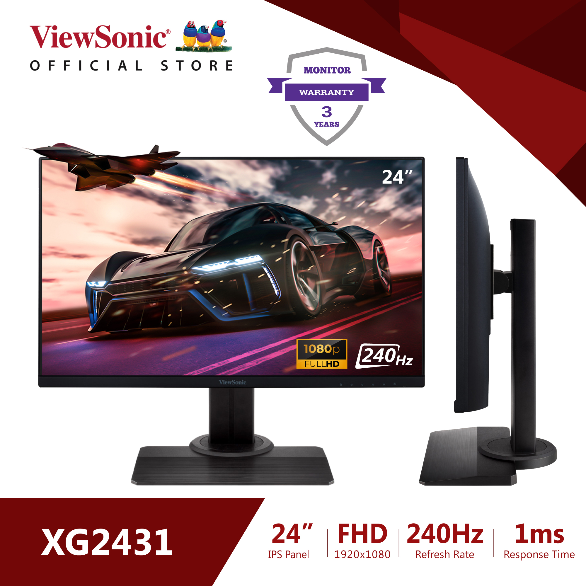 ViewSonic XG2431, 24 Inch,1080p, 240Hz, 0.5ms IPS, Gaming Monitor