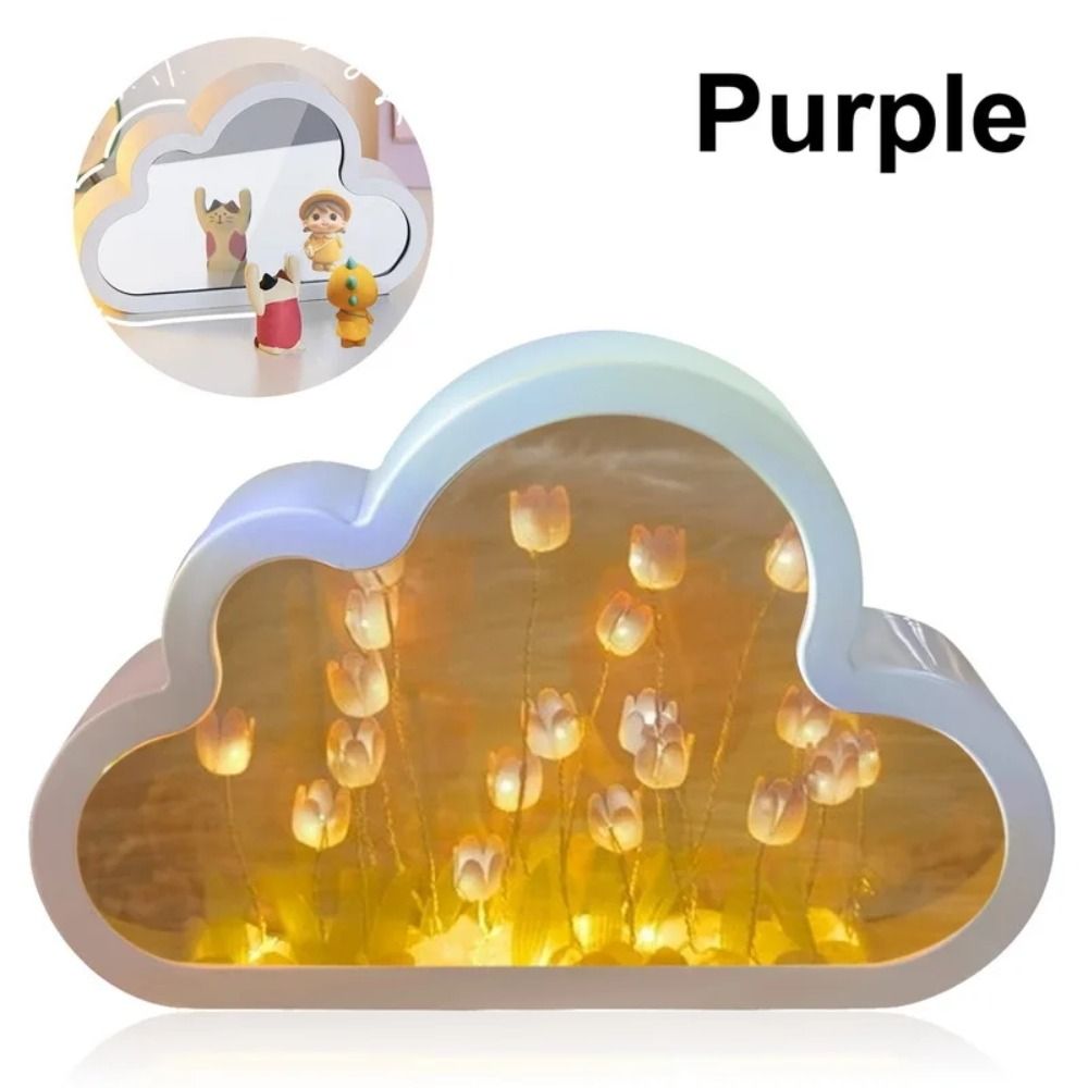SA81187 Nhỏ Đèn đám mây Hoa Tulip 20 bông hoa Sáng Tạo Đèn bàn Đồ trang trí phát sáng để bàn Thủ công Đèn ngủ gương đám mây Phòng ngủ
