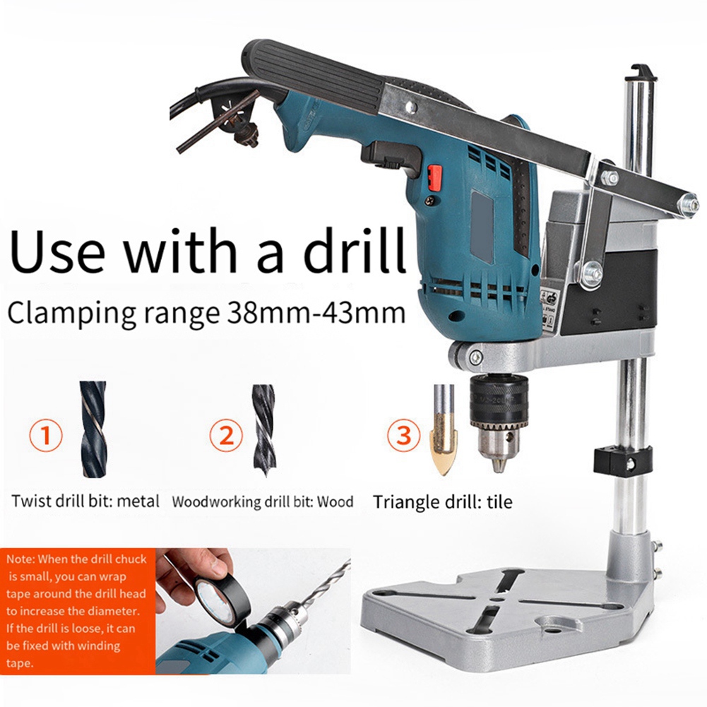 Aluminum Bench Drill Stand Single- Electric Drill Base Frame Drill Holder Power Grinder Replacement Parts for Woodwork.