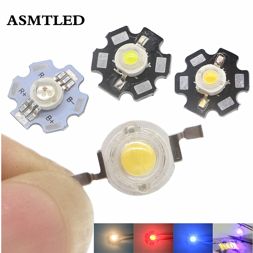 【UrbanNomad】1W 3W High Power LED Beads Full Spectrum White Warm white Green Red Royal blue RGB UV CREE Chip With 20mm Black Star 10pcs. 