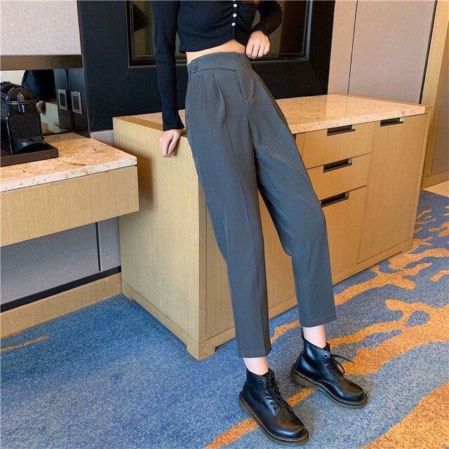 (HOT) Quần Baggy Cạp Cao 2 Cúc Lệch Siêu Đẹp .