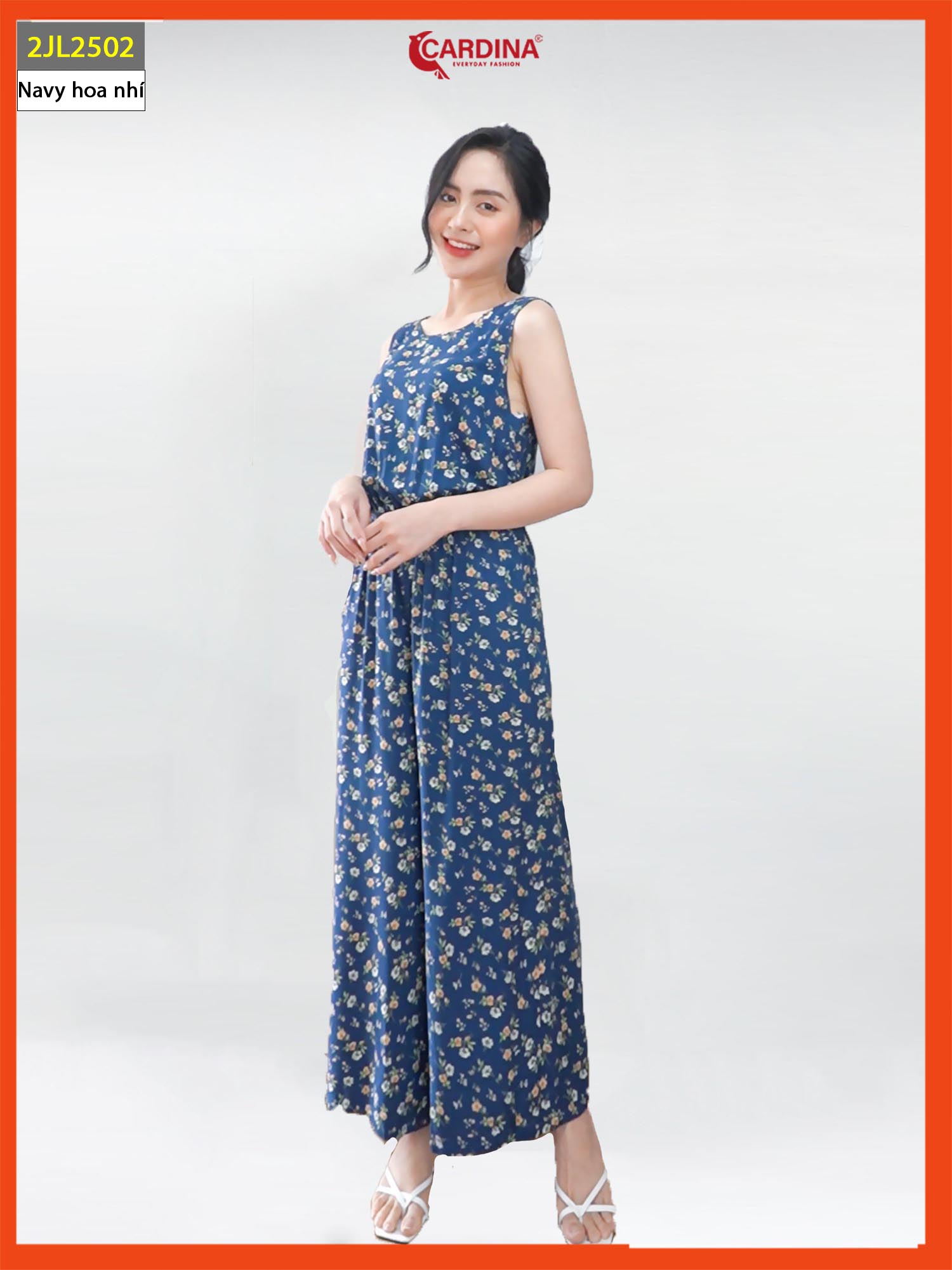 Đồ Bộ Nữ 𝐂𝐀𝐑𝐃𝐈𝐍𝐀 Chất Lanh Tre Cao Cấp Jumpsuit Áo Sát Nách Liền Quần Họa Tiết 2JL25